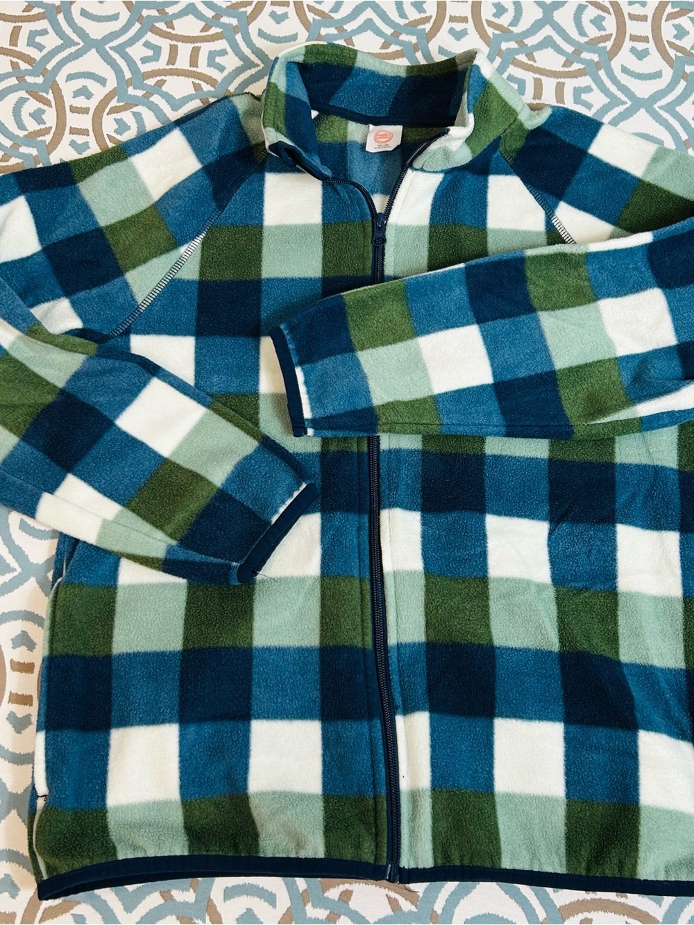 Kids Zip-Front Plaid Fleece jacket Blue & Green